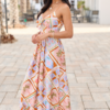 Lila Natural Beach Print Maxi Dress
