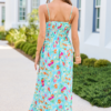 Lila Turquiose Floral Maxi Dress