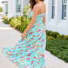 Lila Turquiose Floral Maxi Dress