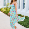 Lila Turquiose Floral Maxi Dress