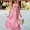 Time For Something Gingham Knit Maxi Dress Rose