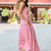 Time For Something Gingham Knit Maxi Dress Rose
