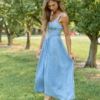Let’s Be Honest Chambray Sleeveless Corset Maxi Dress