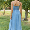 Let’s Be Honest Chambray Sleeveless Corset Maxi Dress
