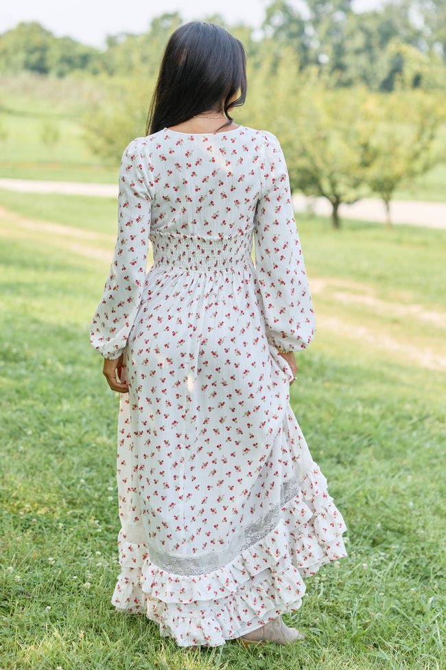 Lucky To Have You White Floral Maxi Dress