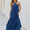 Crystal Navy Halter Maxi Dress
