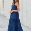 Crystal Navy Halter Maxi Dress