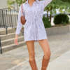 Right This Way Brown/White Striped Romper