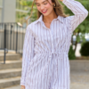 Right This Way Brown/White Striped Romper