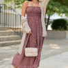 Lovingly Yours Polka Dot Midi Dress Brown