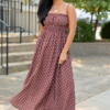 Lovingly Yours Polka Dot Midi Dress Brown