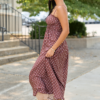 Lovingly Yours Polka Dot Midi Dress Brown