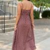 Lovingly Yours Polka Dot Midi Dress Brown