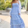 Take Your Time Dusty Blue Tiered Maxi Dress