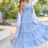 Take Your Time Dusty Blue Tiered Maxi Dress