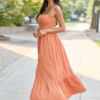 Blooming Beauty Solid Button Up Midi Dress Rust