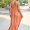 Blooming Beauty Solid Button Up Midi Dress Rust