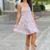 Soft Spot Taupe Floral Smocked Dress