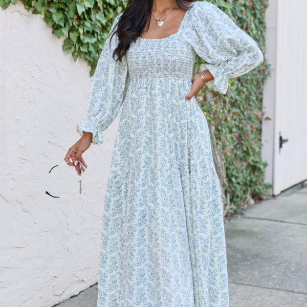 Thalia Navy And White Floral Maxi Dress