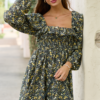 Sophia Black Floral Smocked Top Dress
