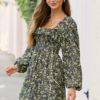 Sophia Black Floral Smocked Top Dress