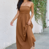 As You Wish Brown Strapless Maxi Dress