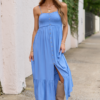 Blooming Beauty Solid Button Up Midi Dress Blue