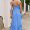 Blooming Beauty Solid Button Up Midi Dress Blue