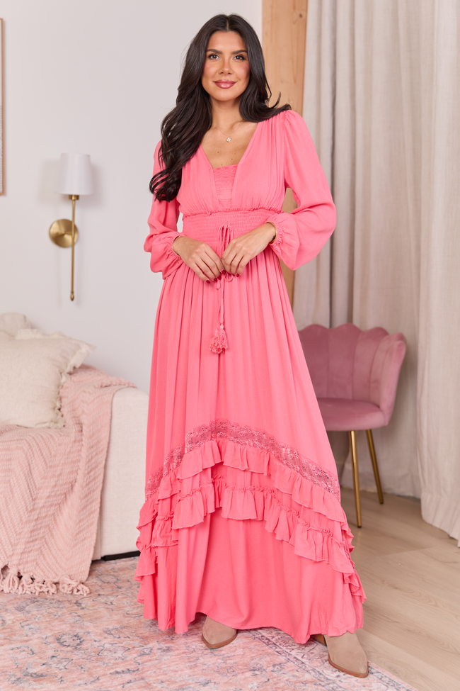 Lucky To Have You Coral Maxi Dress SALE