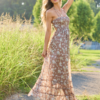 Petals & Sunshine Brown Floral Maxi Dress