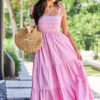 Endless Shore Pink Striped Maxi Dress