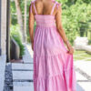 Endless Shore Pink Striped Maxi Dress