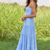 Saltwater Dreams Blue Strapless Tiered Maxi Dress