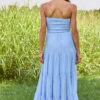Saltwater Dreams Blue Strapless Tiered Maxi Dress